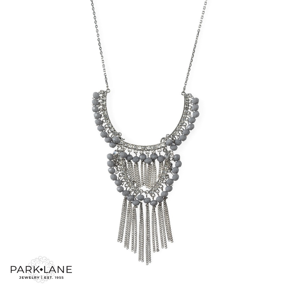 Park Lane Cloud fringe Necklace Grey Stones
